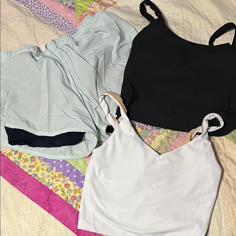 Black and White Crop Tops with Light Blue Shorts